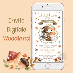 ENCHANTED FOREST invitation woodland party invitation - forest animals - whatsapp, party kit, birth, baptism, birthday, communion, confirmation