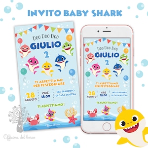 Invito BABY SHARK invito festa , 1 anno, 2 anni, Battesimo, compleanno, comunione, cresima