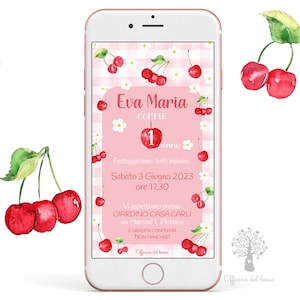 Invito digitale - invito festa - CILIEGIE o FRAGOLE -  fragola , whatsapp, party kit, Nascita, Battesimo, compleanno, comunione, cresima