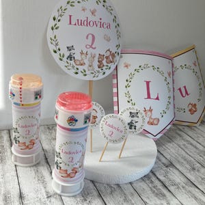 Party Kit BOSCO incantato pastello, tag, menu, invito, battesimo, nascita, compleanno, comunione, cresima, bambini, cioccolatini, segnalibro