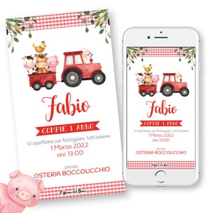 Invito Digitale  FATTORIA festa personalizzato invito festa party kit, Battesimo, compleanno, primo compleanno, 1 anno, 2 anni