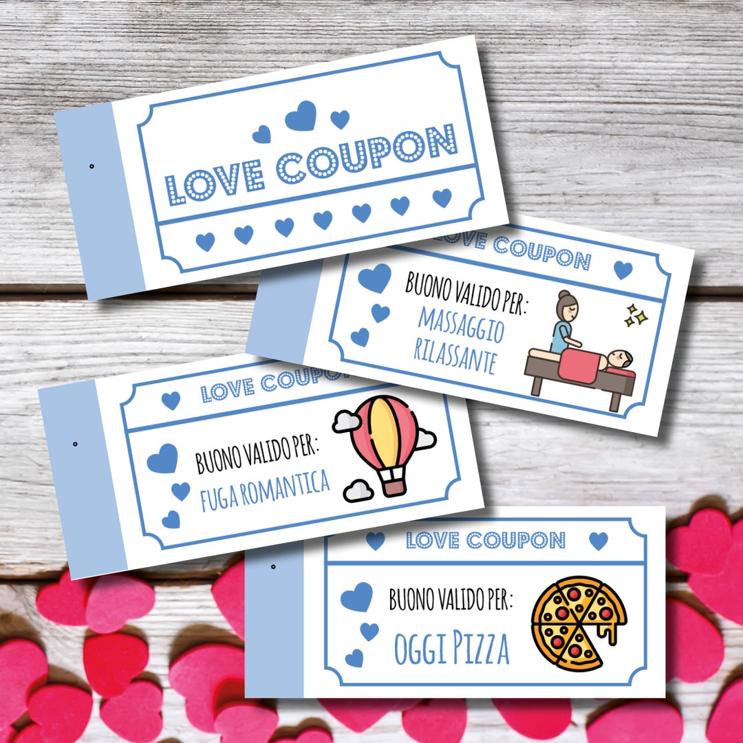 Love Coupon , 12 coupon pronti più 6 da compilare, buoni romantici, anniversario  di matrimonio, Idea Regalo di San Valentino, Natale -  Italia