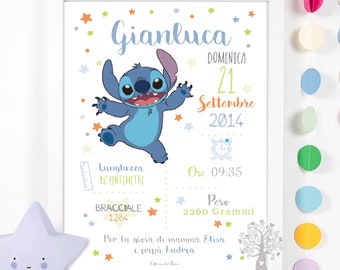 Quadretto Nascita Disney - PDF o STAMPA con CORNICE Poster ricordo bimbo - quadro - idea regalo per nascita per bambino e bambina