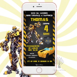 Invito Digitale Transformers, invito festa, 2 anni, 3 anni, 4 anni e 5 anni, 6 anni, 7 anni compleanno, comunione, cresima bambino