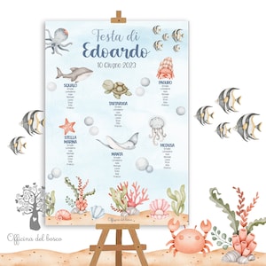 TABLEAU MARE, segnatavolo, segnaposto Cerimonia, bambino, bambina, battesimo, compleanno, comunione, cresima, segnatavolo, segnaposto, festa