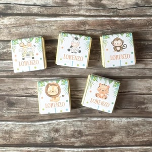 Cioccolatini personalizzati fine festa compleanno bambini – regalo merenda e segnaposto, spediti a casaAnimali della Savana Safari