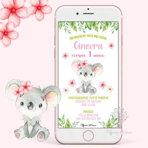Invito FESTA digitale KOALA invito whatsapp, Primo compleanno, bambina, bambino, 1 anno, 2 anni, Battesimo, compleanno, comunione, cresima