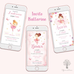 Invito BALLERINA invito festa, 1 anno, 2 anni, 3 anni, 4 e 5 anni, Battesimo, compleanno, comunione, cresima
