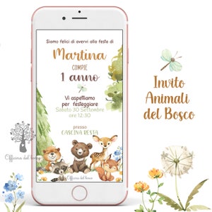 Invito digitale ANIMALI del BOSCO woodland invito festa - primo compleanno, invito Battesimo, compleanno, comunione, cresima, autunno