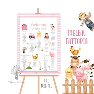 TABLEAU FATTORIA, segnatavolo, battesimo, compleanno, comunione, cresima, segnaposto, cerimonia, animali della fattoria