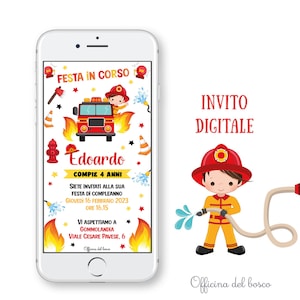 Invito POMPIERI compleanno per bambino, invito festa , 1 anno, 2 anni, 3 anni, 4 anni, 5 anni, Battesimo, compleanno, comunione, cresima