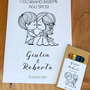 Mini Quaderno con Pagine da Colorare per Bambini - pastelli a Cera, Regalo per Bambini di 2, 3, 4 Anni, matrimonio o battesimo, compleanno