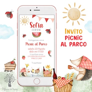 Invito digitale - invito festa - PICNIC al parco o giardino -  whatsapp, party kit, Nascita, Battesimo, compleanno, comunione, cresima