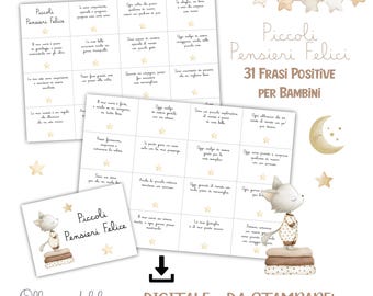Pequeños pensamientos felices, 31 frases positivas para niños | Afirmaciones positivas | Tarjetas motivacionales | Tarjetas de regalo navideñas imprimibles