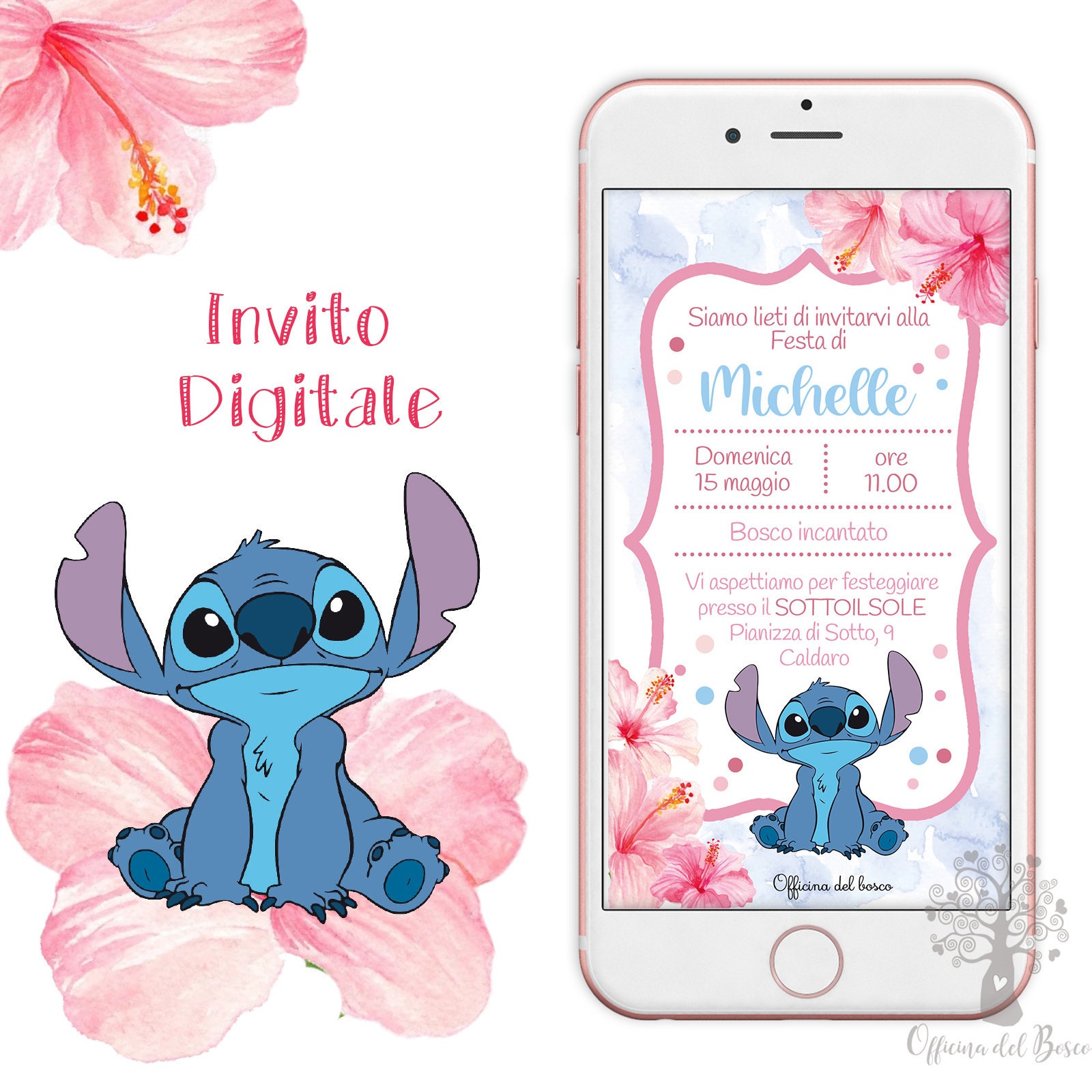 Invito stitch festa 1 anno, 2 anni, 3 anni, 4 anni e 5 anni, 6