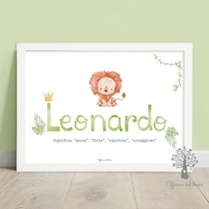 Quadretto NOME con significato o dati nascita, bambino, bambina, idea Regalo Nascita, Poster ricordo bimbo, quadro, idea regalo per nascita