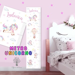 stampa METRO CRESCITA Unicorno da parete per bambini  3 FOGLI a4, elefantini, decorazione per cameretta - crescita bambini.