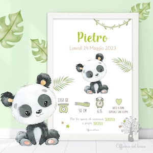 Quadretto Nascita Koala, Leone, Panda, Giraffa, Zebra, Tigre Poster ricordo bimbo - quadro nascita  - idea regalo nascita bambino, bambina