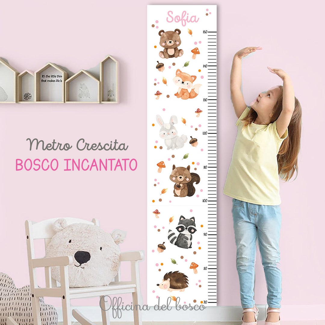 Metro Di Crescita Per Bambini Da Parete: Portatile In Tela Di Poliestere, Da 46 Cm A 190 Cm. Con Stampa Colorata E Legno Naturale, Regalo Perfetto!