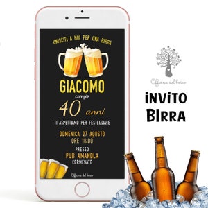 Invito digitale BIRRA PARTY, festeggia il compleanno con una birra ghiacciata, compleanno 20 anni, 30 anni, 40 anni, 50 anni, 60 anni