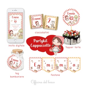 Party Kit CAPPUCCETTO ROSSO nonna, lupo festa bambina, tag, menu, invito, battesimo, cresima, comunione, compleanno, primo compleanno