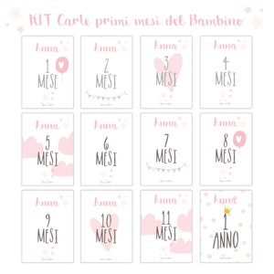 kit STAMPA PRIMI mesi del bambino - card compi mese - neonato, nascita