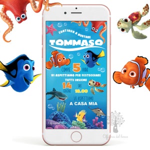 Invito Digitale Alla ricerca di Nemo e Dory, invito festa, 2 anni, 3 anni, 4 anni e 5 anni, 6 anni, compleanno, comunione, cresima bambino