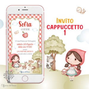 Invito festa CAPPUCETTO rosso il LUPO e la NONNA, primo compleanno, battesimo, cresima, 1 anno, 2 anni, 3 anniparty kit,