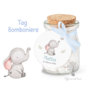 BIGLIETTO bomboniera - Tag rotondo - NO VASETTO rosa, elefantino, orsetto, azzurro, nascita bambino bambina, battesimo, primo compleanno,