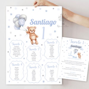 TABLEAU ORSETTO, rosa o azzurro, battesimo, compleanno, comunione, cresima, segnatavolo, segnaposto, bambina, party kit orsetto