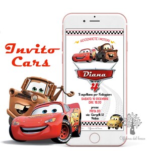 Invito Cars, invito festa, 2 anni, 3 anni, 4 anni e 5 anni, 6 anni, 7 anni compleanno, comunione, cresima bambino