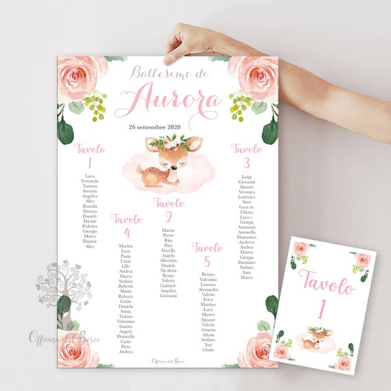 Tableau Fawn and Roses PDF DIGITAL - File to print - GIRL tableau for  parties, baptisms, communions, confirmations, ceremonies