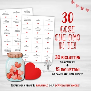 30 cose che AMO di te Download Istantaneo - da STAMPARE 30 bigliettini, 15 bianchi, anniversario  Regalo San Valentino Natale romantico