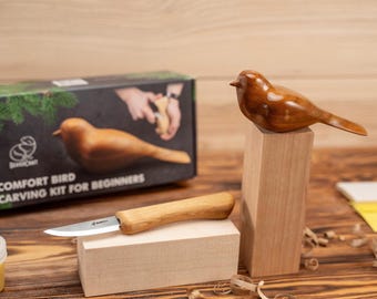 Wood Carving Kit for Beginners - DIY Bird | Craft kits for adults| wood carving  | Bird lover Gift | Beavercraft DIY01