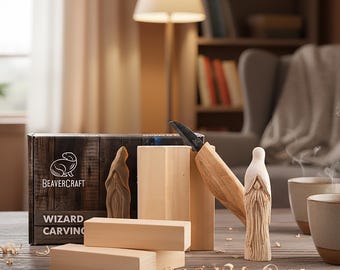 Wizard Wood Carving Kit | First Whittling Project | Fantasy Gnome DIY | Halloween Decor | BeaverCraft DIY03