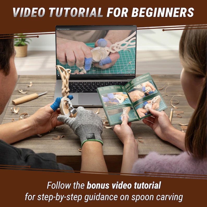 Beginner-friendly spoon carving tools and accessories neatly packaged as a kit.