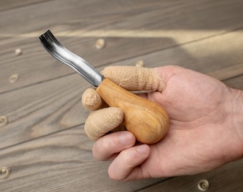Bent Spoon Gouge Sweep #8 – Wood Carving Tool for Spoons, Kuksa & Bowls – Ready-to-Use Carbon Steel Chisel