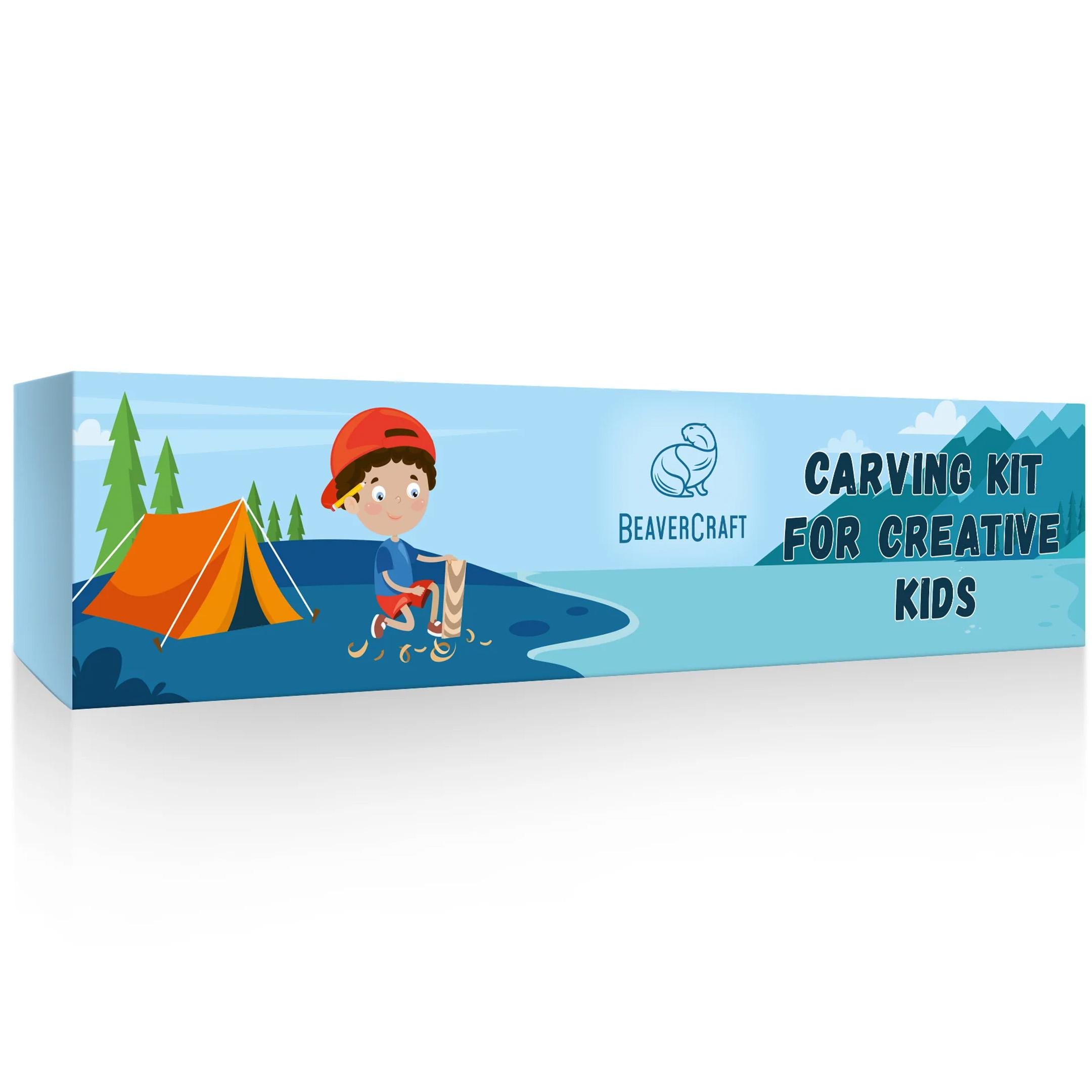 Wood Carving Kit Spruce Tree– Kids Safe Whittling Set – Beginner