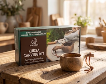 DIY Kit Kuksa cup – Scandinavian wooden cup | Camping gear | Bushcraft gift for him | Wood Carving Kit for Beginners | BeaverCraft DIY07