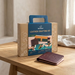 Kit para principiantes para crear carteras de cuero con llavero de cuero / videotutorial y más de 20 plantillas de diseño.