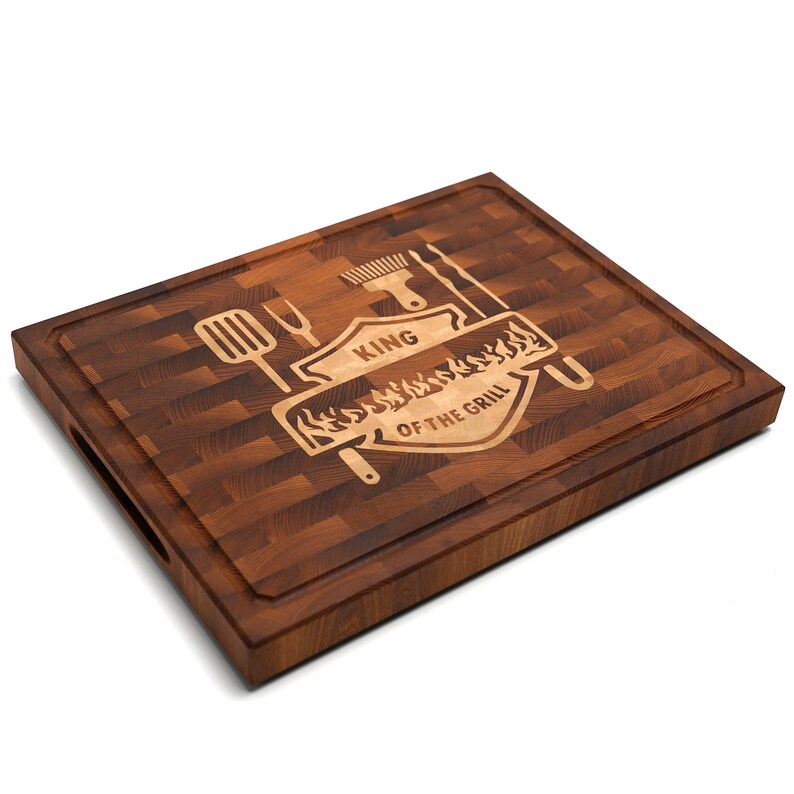 End Grain Cutting Board HeatTreated Elm and Maple/Hornbeam Inlay