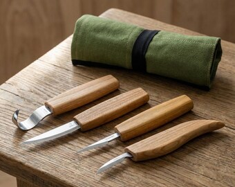 Wood Carving Knife Set for Beginners | Whittling, Detail & Spoon Carving Tools – Men Hobby kit | BeaverCraft S09