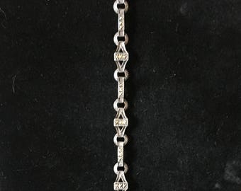 Art Deco Style Sterling and Marcasite Bracelet - Marked