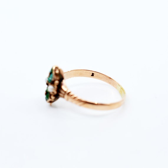 Victorian Turquoise and Seed Pearl 10K Gold Ring - image 4