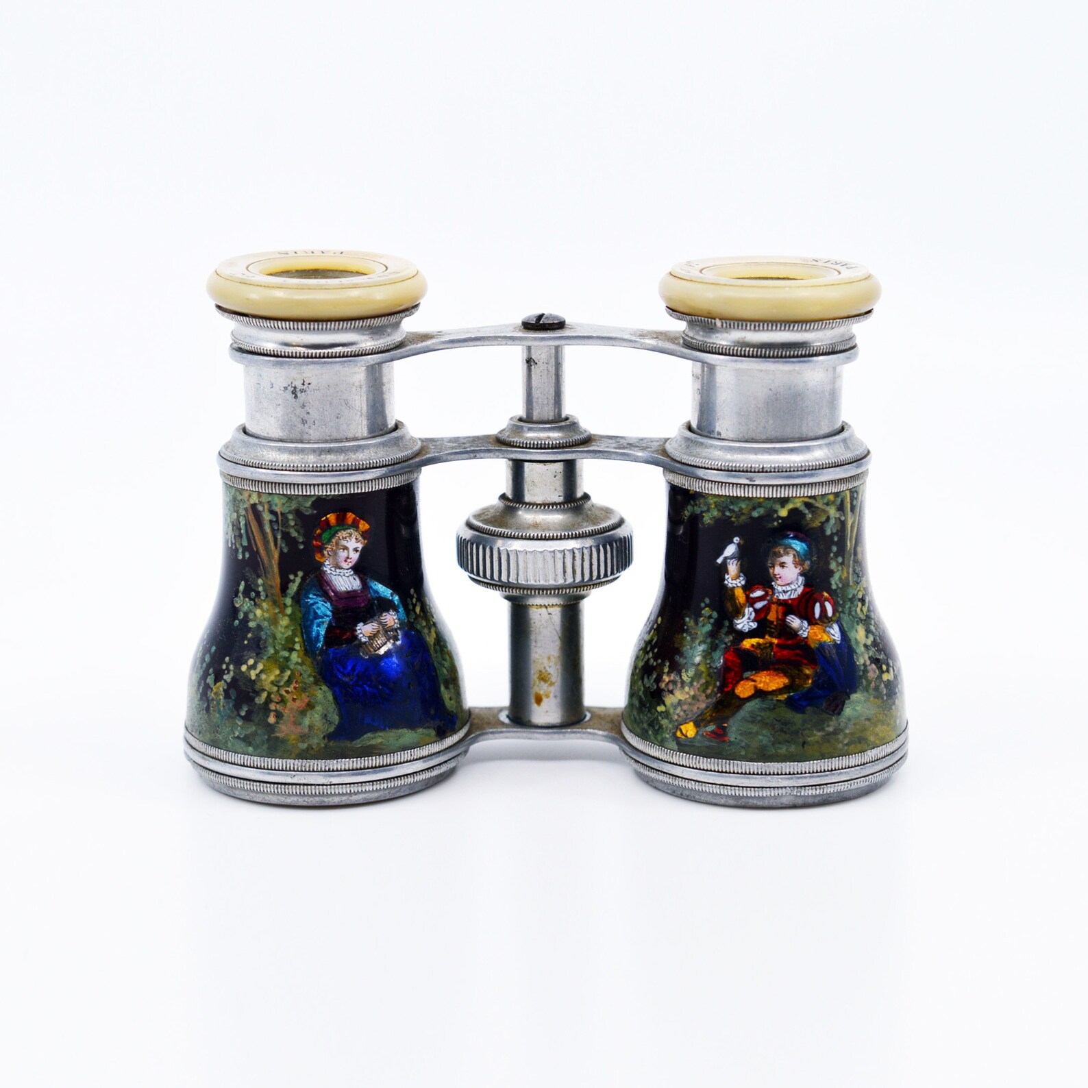 19th Century Colmont Paris Enameled Aluminum and Mother of Pearl Opera