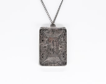 1920s Elgin Manufacturing Co. Book Style Engraved Sterling Silver Locket