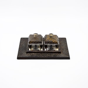 English Arts & Crafts Style Cast Iron Double Inkwell