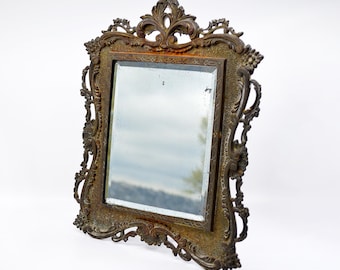 19th Century Victorian Cast Iron Table Top Mirror