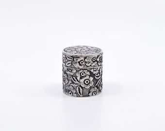 Antique Sterling Silver Floral Chatelaine Thimble Holder