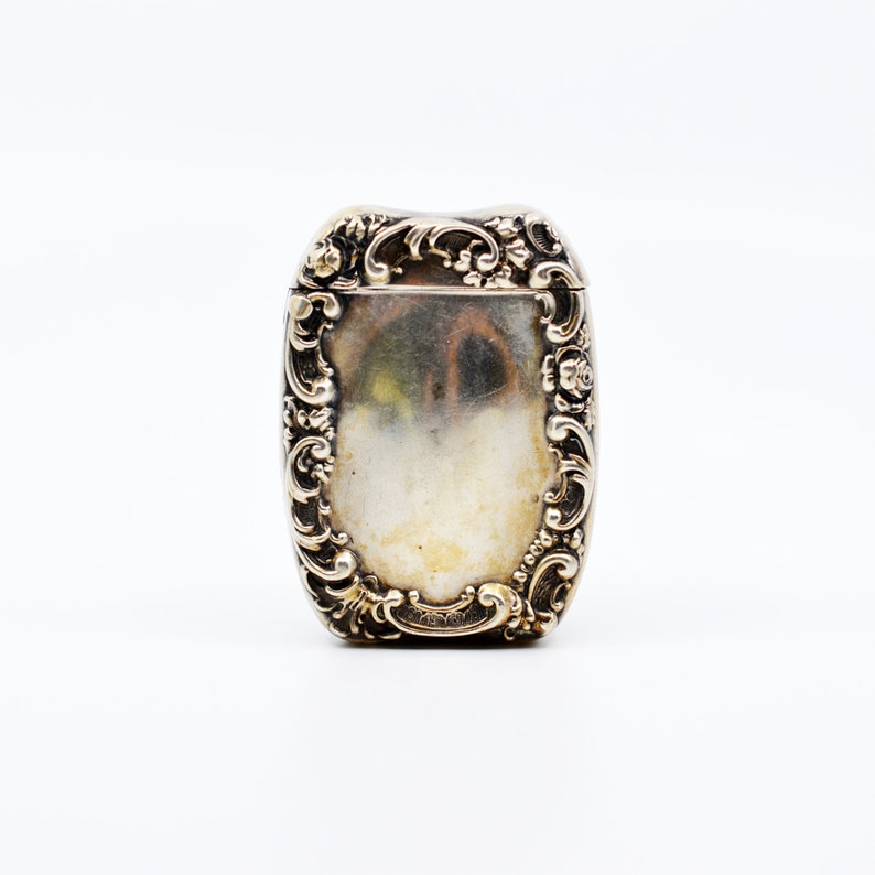 19th Century Victorian Sterling Silver Floral Repoussé Vesta Case Match ...